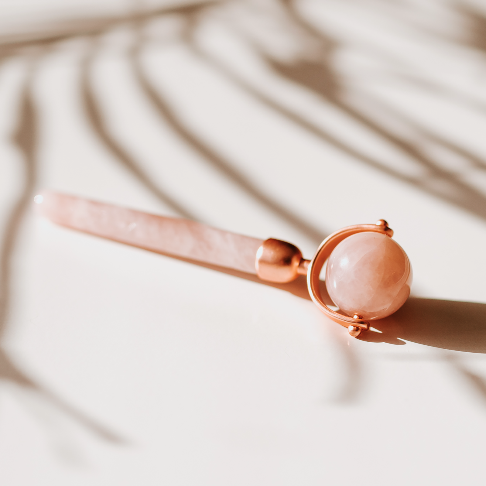24K Rose Quartz Crystal Face Roller by Julisa - Image 2